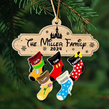 Christmas Family Socks - Personalized Stocking Ornament Up to 12 Kids