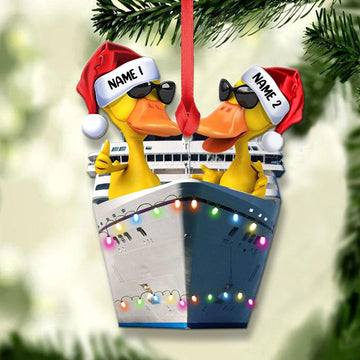 Cruising Couple Ducks -  Personalized Christmas Ornament - Gifts for Cruising Lovers, Couple
