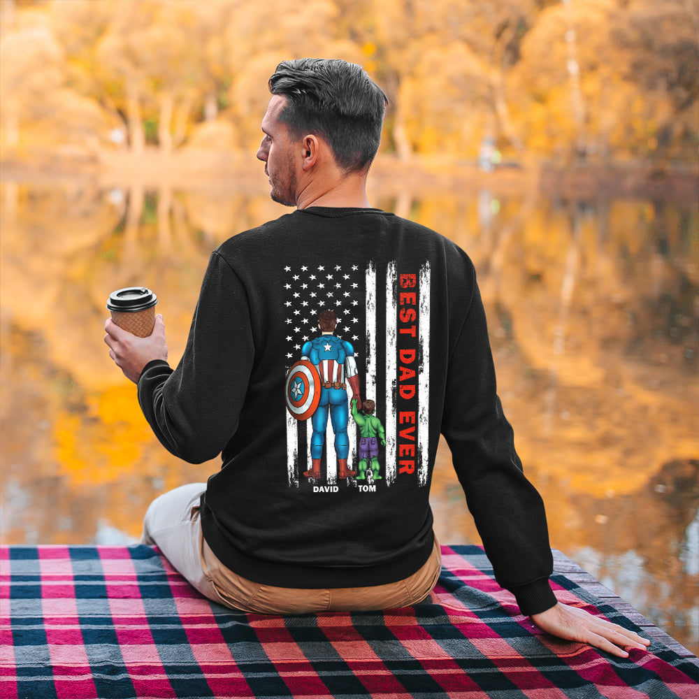 Personalized Christmas Tee For Dad – Best Dad Ever Hero Style 3natn050423