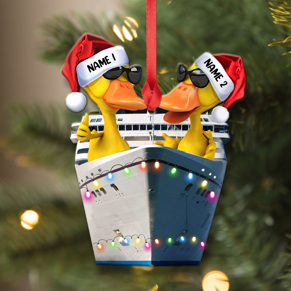 Cruising Duck Couple - Personalized Christmas Ornament - Christmas Gift For Couple