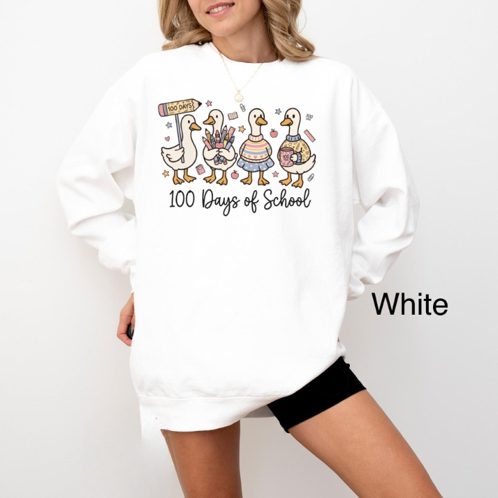 Goose 100 Days Of School Sweatshirt Teacher Shirt 100th Day of School Goose Top Teacher Gift 100th Day Of School Celebration Shirt