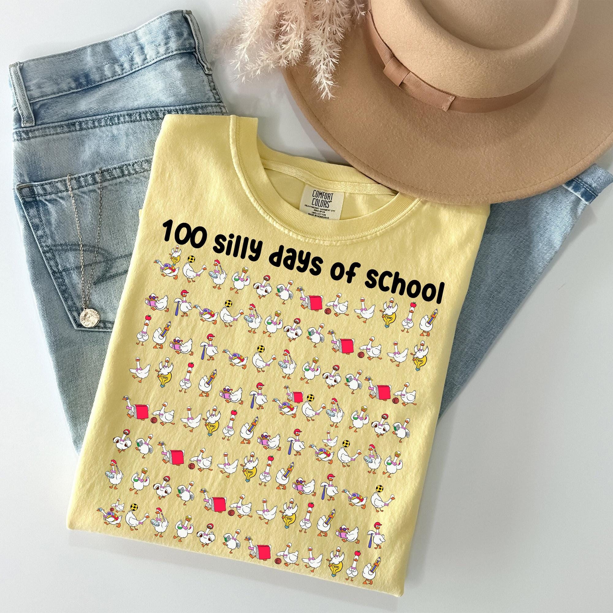 100 Days of School Goose Teacher Shirt • Cute Classroom Teacher Tee • Funny 100th Day Activities Top • Comfort Colors 100 Days Shirt