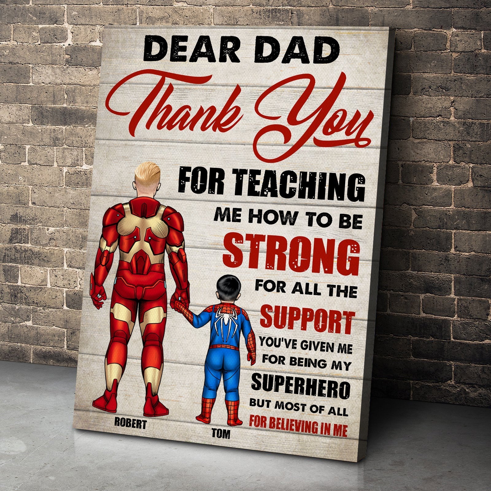 Dear Dad Thank You For Believing In Me Personalized Father Canvas Print