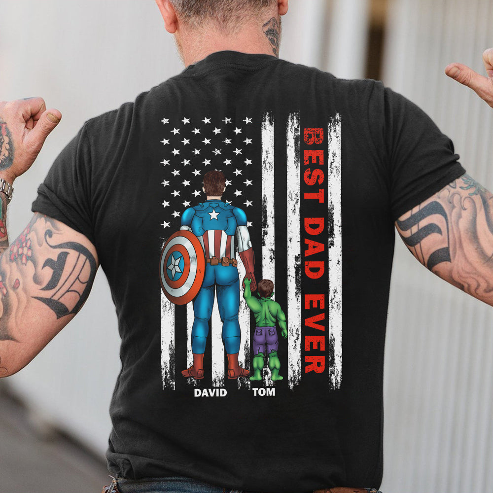 Personalized Christmas Tee For Dad – Best Dad Ever Hero Style 3natn050423