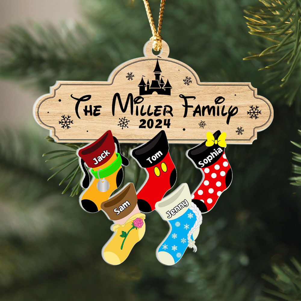 Christmas Family Socks - Personalized Stocking Ornament Up to 12 Kids