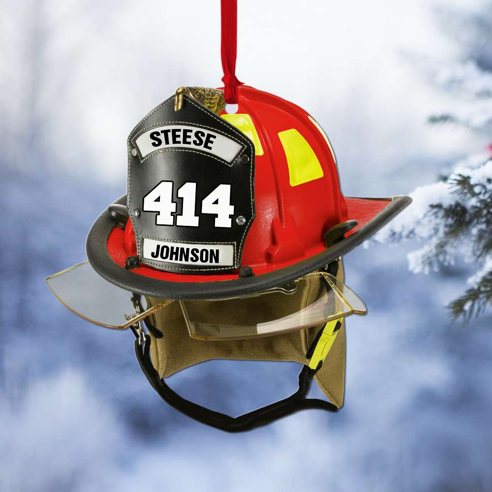 Firefighter Helmet - Personalized Christmas Ornament