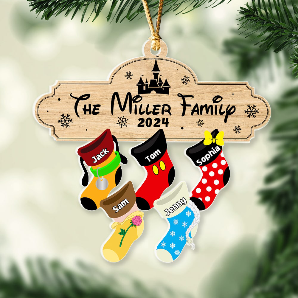 Christmas Family Socks - Personalized Stocking Ornament Up to 12 Kids