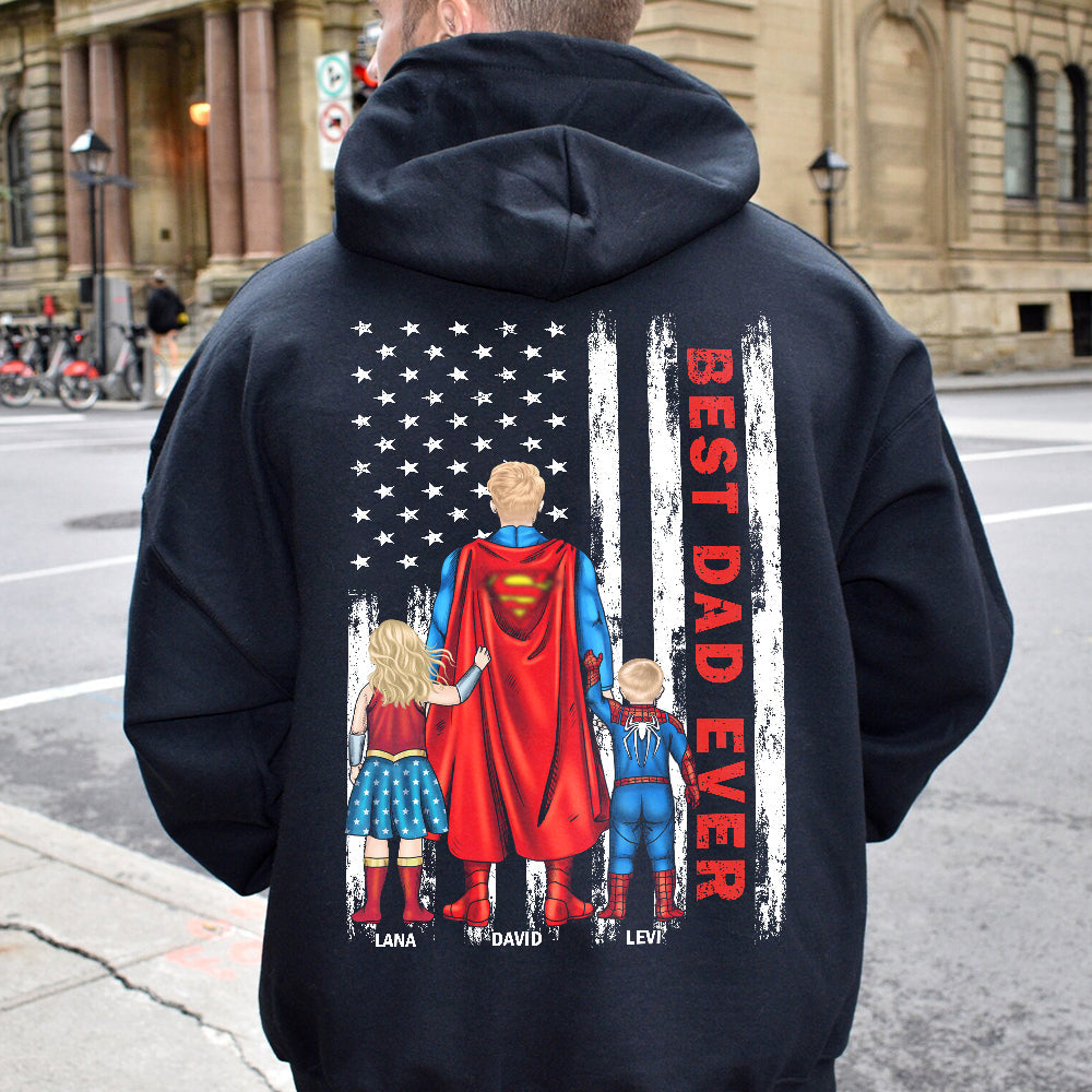 Personalized Christmas Tee For Dad – Best Dad Ever Hero Style 3natn050423