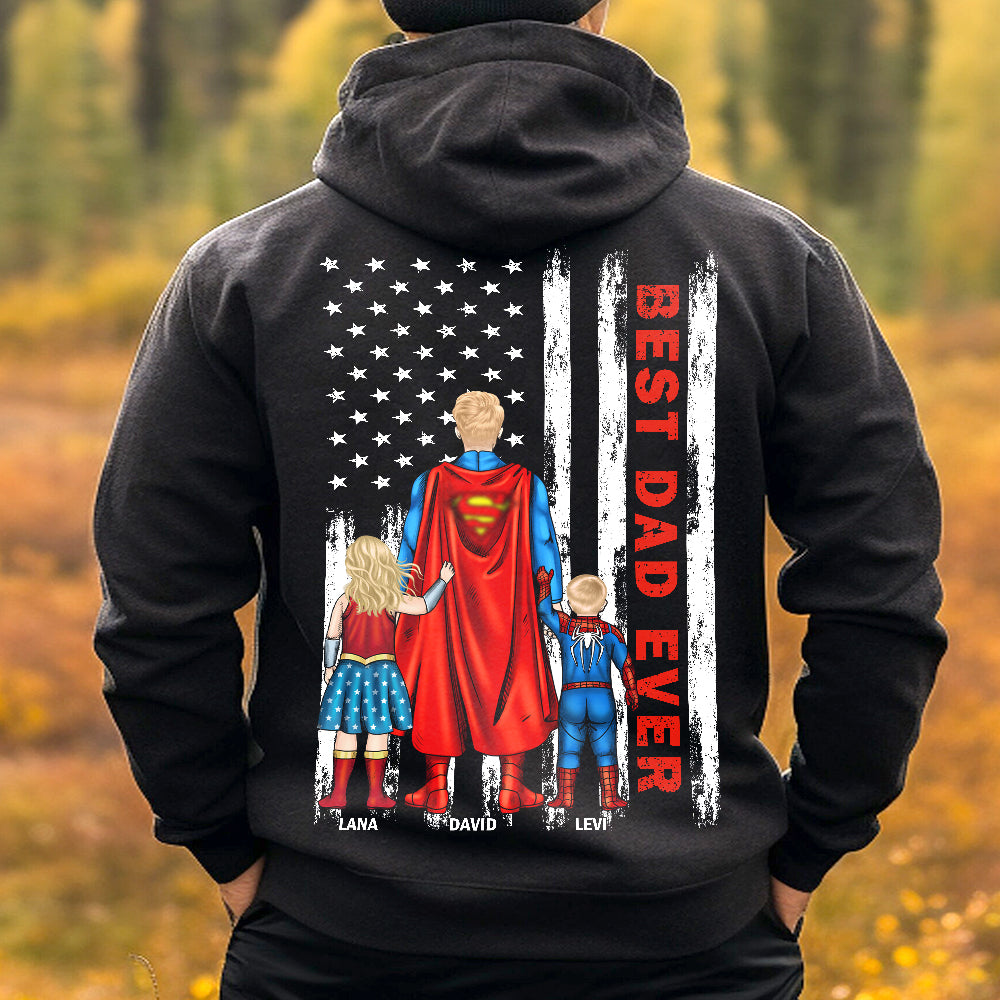 Personalized Christmas Tee For Dad – Best Dad Ever Hero Style 3natn050423
